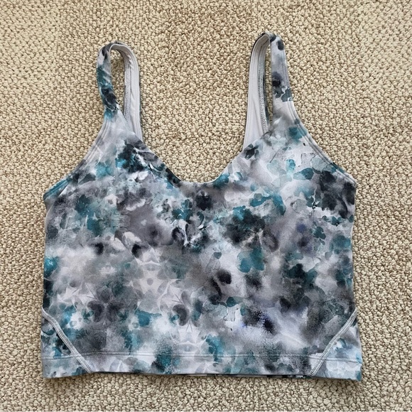 lululemon athletica Tops - Lululemon athletica align crop top long line Kaleidafloral multi blues sz 6